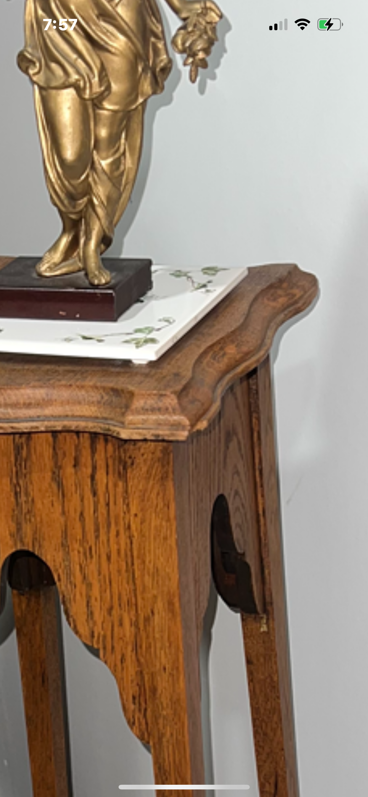 vintage wooden plant stand or pedestal table