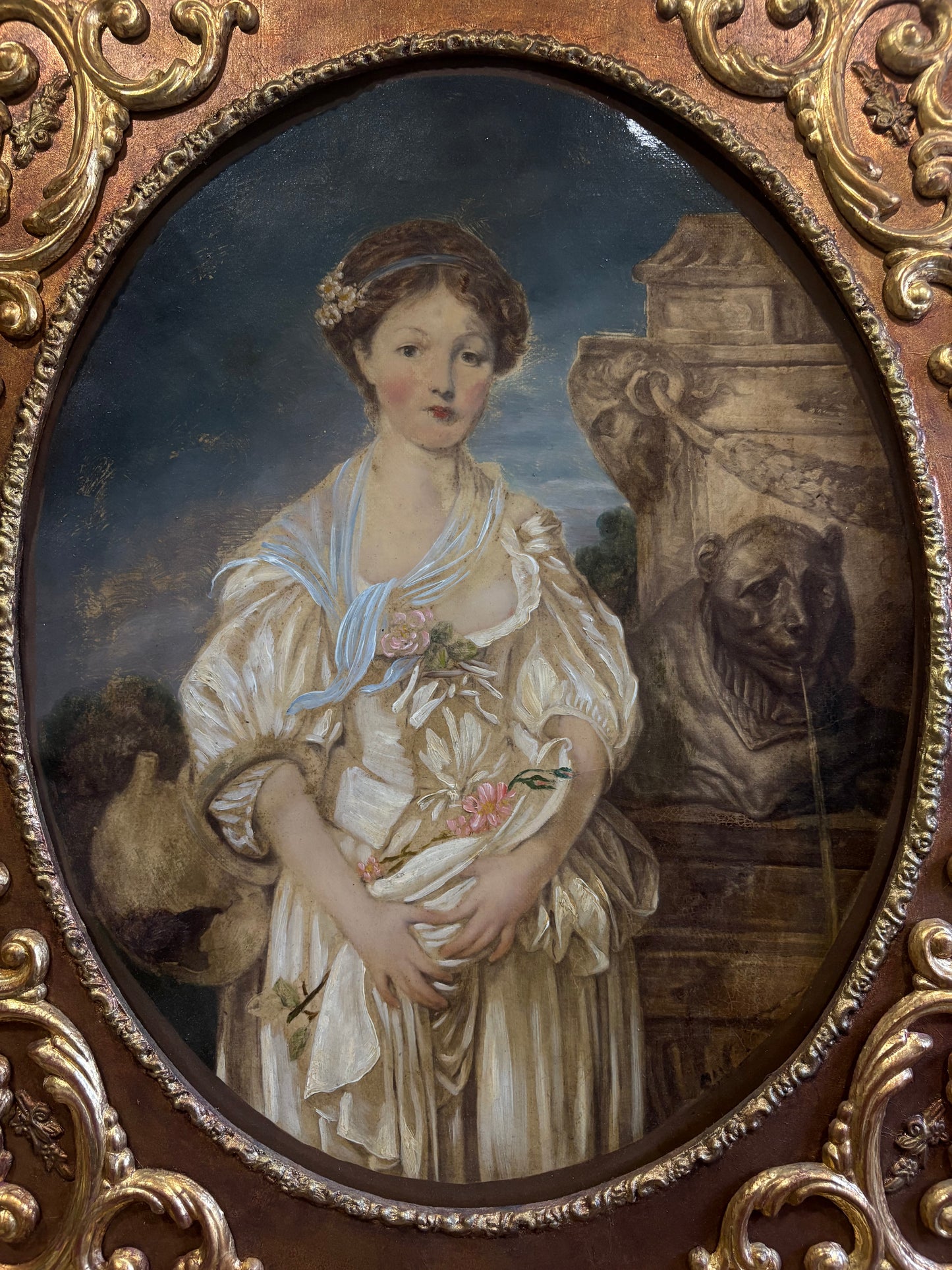 19th-century French School interpretation of one of the most beloved sentimental works by Jean-Baptiste Greuze (1725-1805), La Cruche Cassée (The Broken Pitcher)
