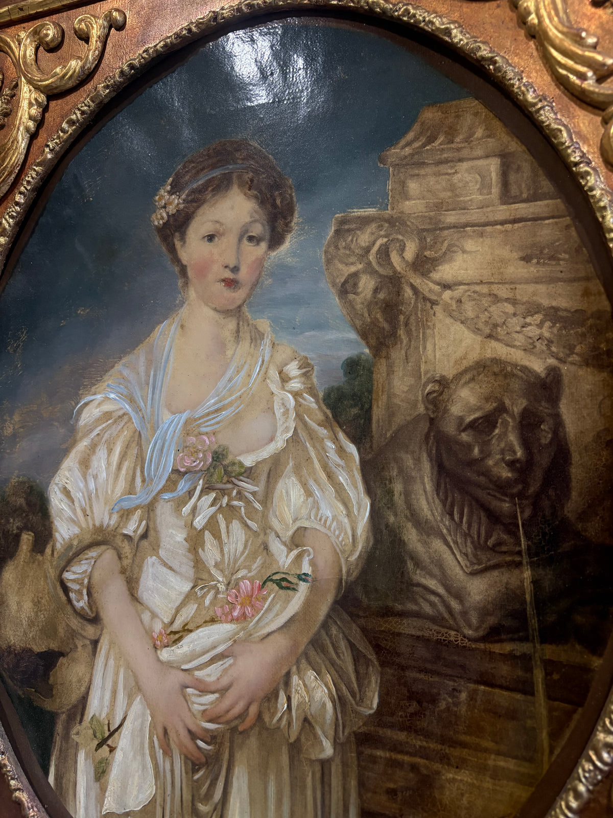 19th-century French School interpretation of one of the most beloved sentimental works by Jean-Baptiste Greuze (1725-1805), La Cruche Cassée (The Broken Pitcher)